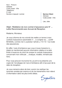 lettre de résiliation assurance auto loi chatel