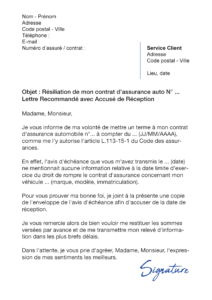 lettre de résiliation assurance auto loi hamon