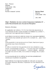 lettre de résiliation assurance habitation axa