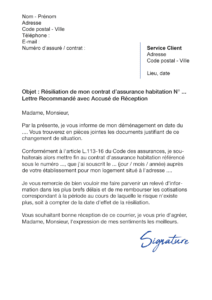 lettre de résiliation assurance habitation déménagement