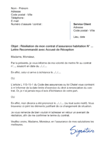 lettre de résiliation assurance habitation bnp paribas