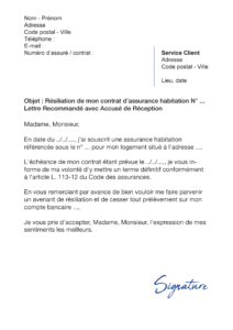 lettre de résiliation assurance-habitation crédit agricole