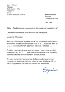 lettre de résiliation assurance habitation gmf