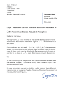 lettre de résiliation assurance habitation groupama