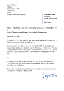 lettre de résiliation assurance-habitation la banque postale