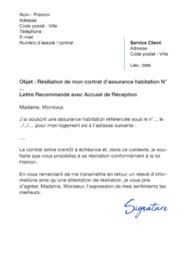 lettre de résiliation assurance habitation macif