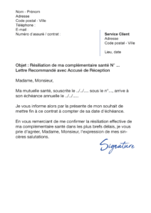 lettre de résiliation assurance santé à échéance