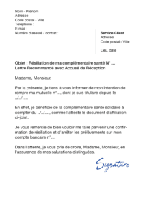 lettre de résiliation assurance santé cause acs css