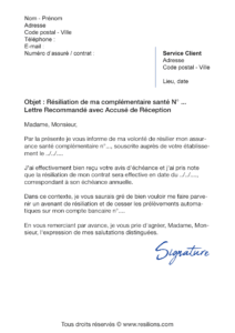 lettre de résiliation assurance santé allianz