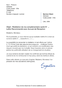 lettre de résiliation assurance santé apivia