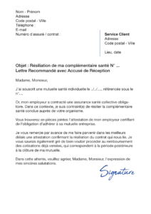 lettre de résiliation assurance santé avant échéance