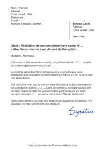 lettre de résiliation assurance santé axa