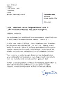 lettre de résiliation assurance santé cause adhésion conjoint