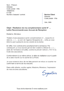 lettre de résiliation assurance santé groupama