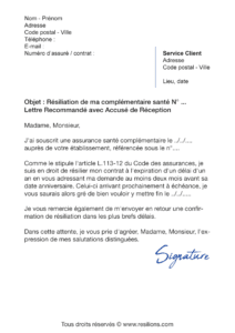 lettre de résiliation assurance santé maaf