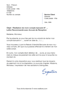 lettre de résiliation la banque postale