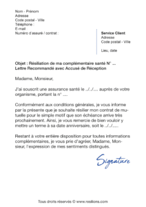 lettre de résiliation assurance santé mgen