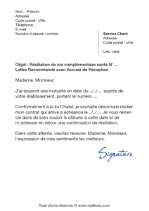 lettre de résiliation assurance santé pacifica