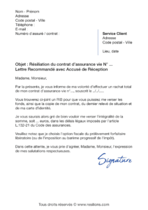 lettre de résiliation assurance vie allianz