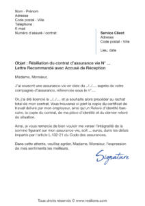 lettre de résiliation assurance vie gmf