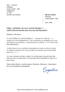 lettre de résiliation société générale quietis