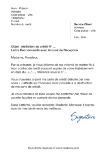 lettre de résiliation sofinco