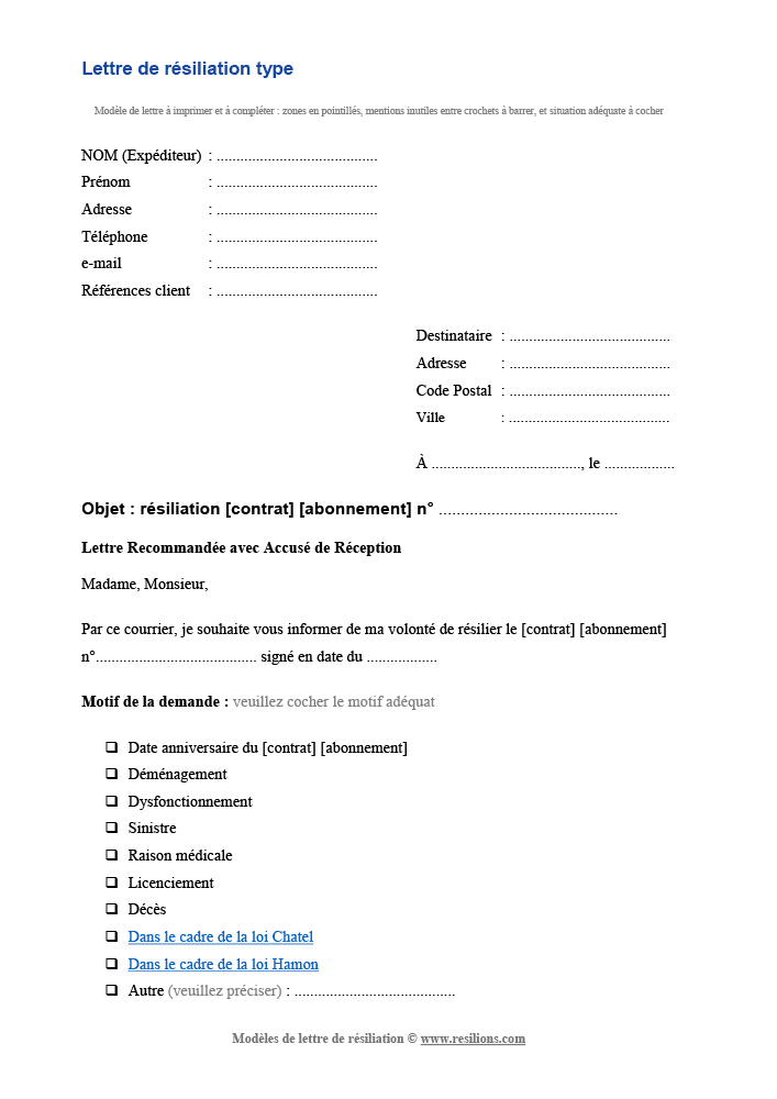 R silions Conseils Et Mod les De Lettre Pour R silier Un Contrat R silions Conseils Et Mod les De Lettre Pour R silier Un Contrat