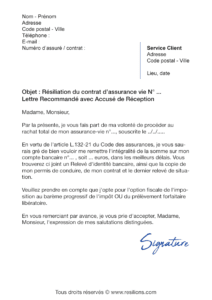 lettre de résiliation assurance vie maif