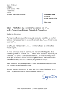 lettre de résiliation assurance vie société générale