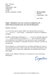 lettre de résiliation bouygues telecom mobile