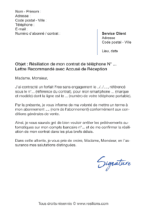 lettre de résiliation free mobile