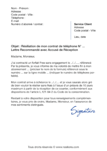 lettre de résiliation orange mobile