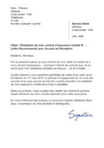 lettre de résiliation assurance mobile bouygues telecoms