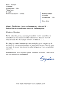 lettre de résiliation clé 3g clé g4