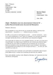 lettre de résiliation numericable box internet