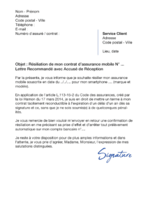 lettre de résiliation assurance mobile orange