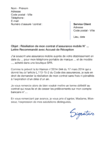 lettre de résiliation assurance mobile spb