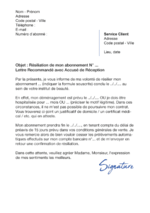 lettre de résiliation body minute