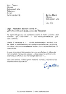 lettre de résiliation EDF gaz