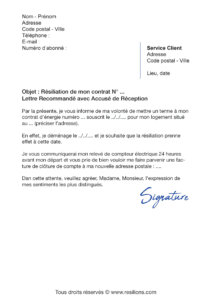 lettre de résiliation ENGIE électricité