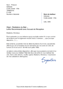 lettre de résiliation bail meublé