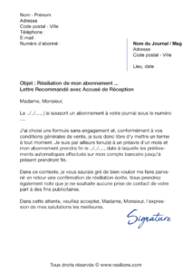 lettre de résiliation abonnement les échos