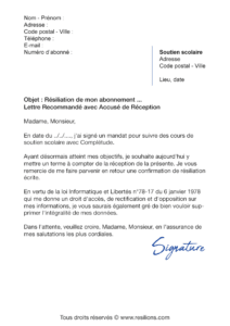 lettre de résiliation abonnement complétude