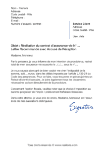 lettre de résiliation assurance vie cnp