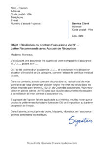 lettre de résiliation assurance vie gmpa