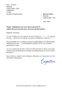 lettre de résiliation abonnement abonnement easyflirt