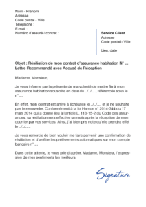 lettre de résiliation assurance habitation maaf