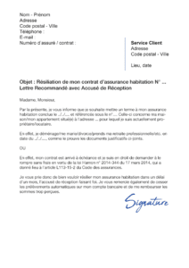 lettre de résiliation assurance habitation maif