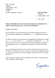 lettre de résiliation assurance habitation sogesur