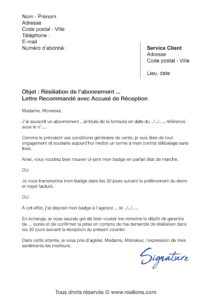 lettre de résiliation autoroute vinci